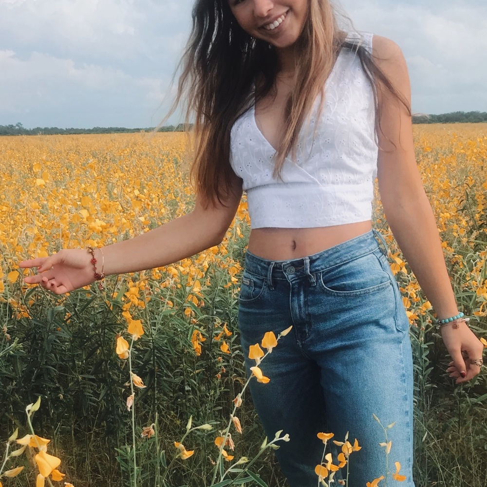White embroidered wrap top